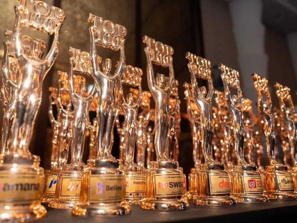 Financial industry recognition trophies